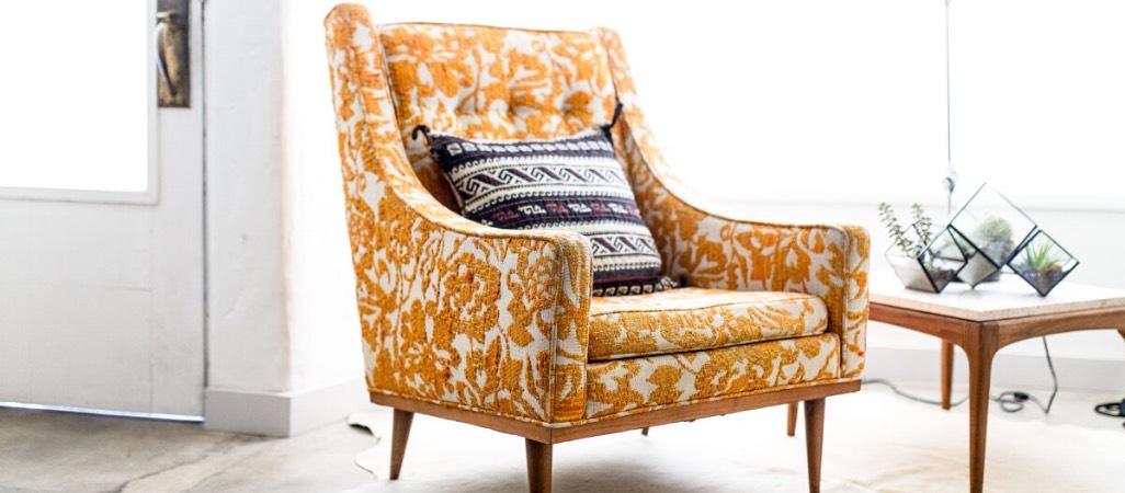 vintage mid-century modern orange and white chair