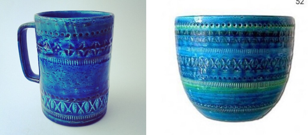 blue Bitossi pottery