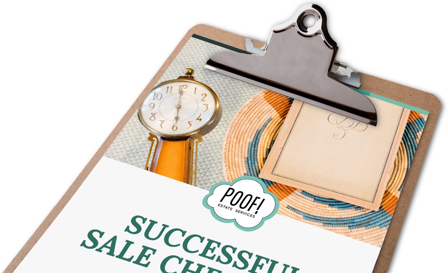 Poof! Successful Sale Checklist PDF document on a clipboard